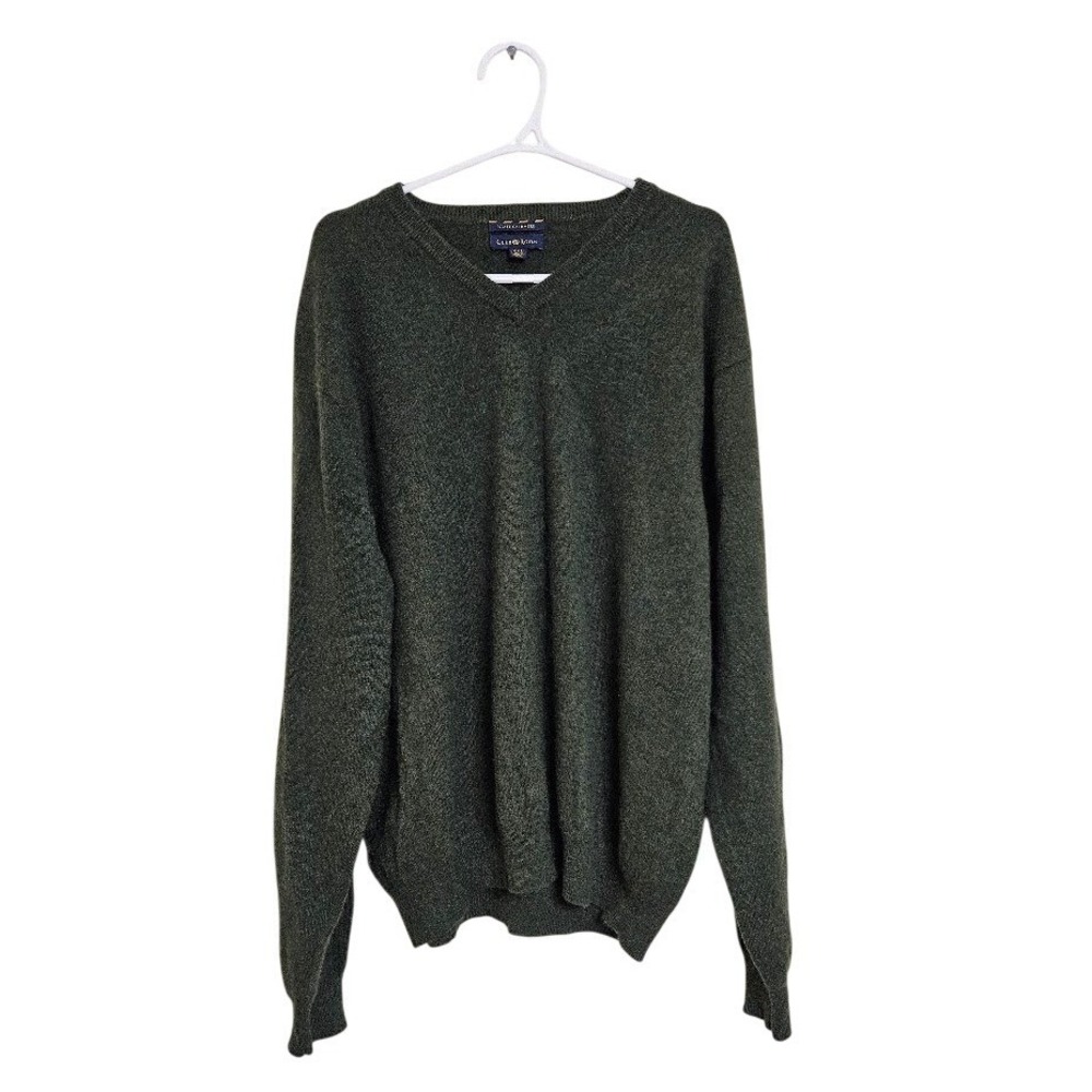 Club Room Estate Cashmere Mens XXL Green V-Neck Sweater 100% Cashmere Pullover
